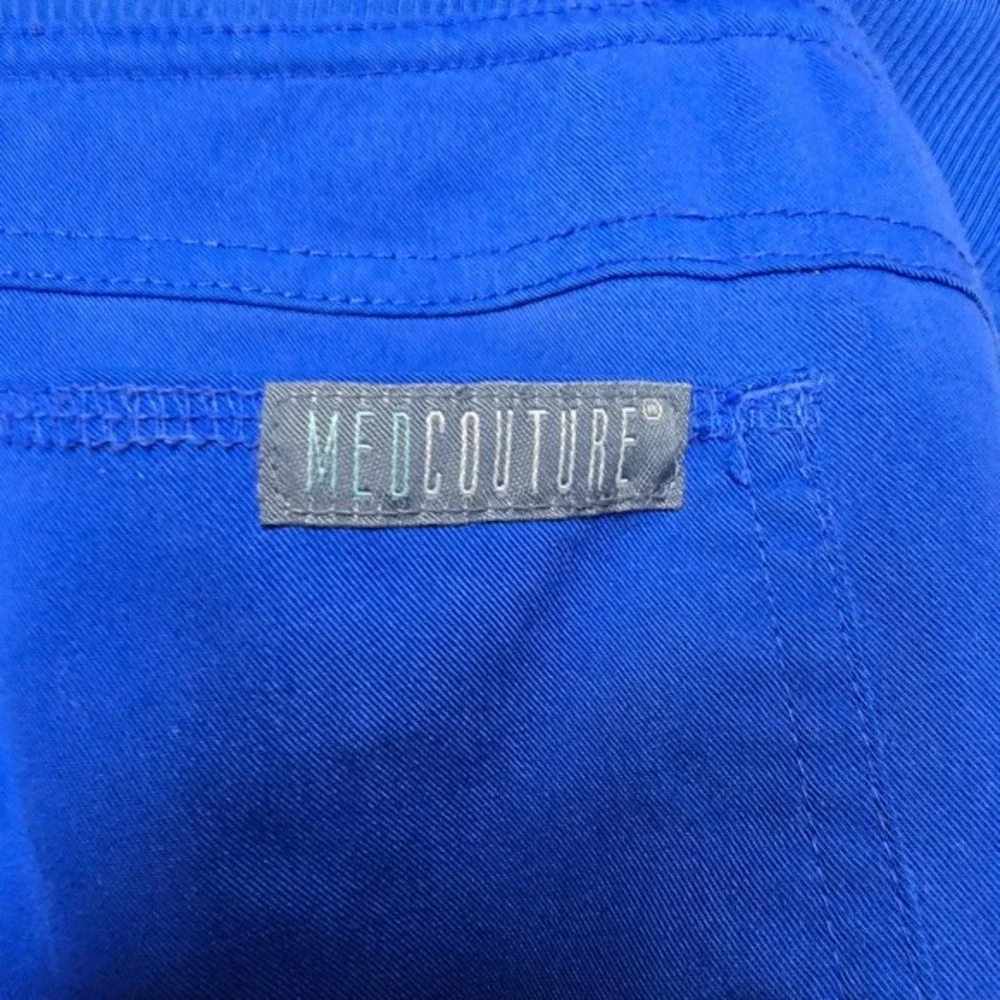 Royal Blue Scrub Jogger Pants Ribbed Waistband Ankle Cuffs Cargo‎ Pocket